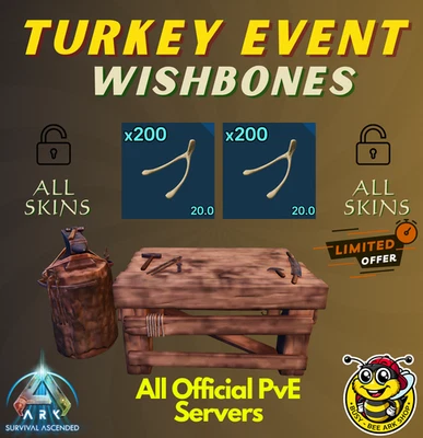 STUDIO WILDCARD Ark Survival Ascended PvE Turkey Trial Wishbones Limed Time Only!!!