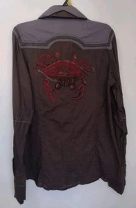 Ayyawear Rare One Of A Kind Hand painted Crab Art To Wear Cotton Western Shirt M - Picture 1 of 15