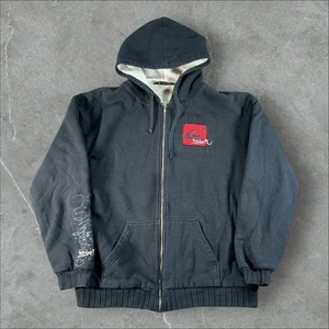 Sudadera con Capucha Quiksilver Para Hombres Grande Negra Y2K Años 90 Ropa de Surf Grunge Cremallera Hechizo Raro - Imagen 1 de 8