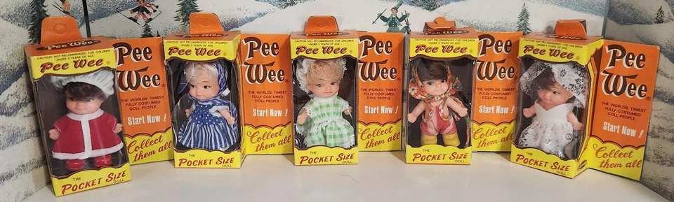 5 muñecas vintage PEE WEE tamaño bolsillo 1976 Foto 1 de 1