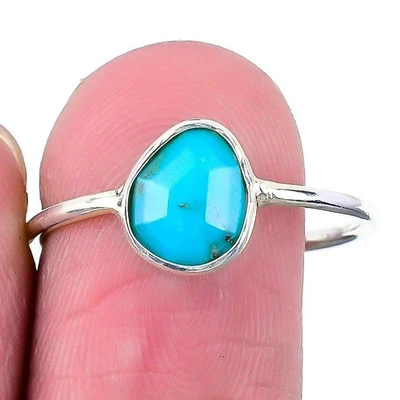 Arizona Turquoise Gemstone 925�Solid�Silver Channel Set Cluster Ring Size 9.5 - Image 1 of 4