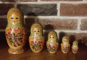 Ancienne Matryoshka 5 Poupées Russes Gigognes 1993 Original Babushka Russian - Imagen 1 de 10