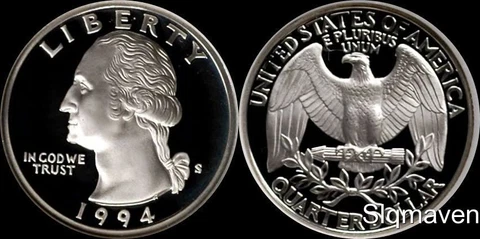 1994 S 90% Silver Washington Quarter Deep Cameo Gem Proof Cover