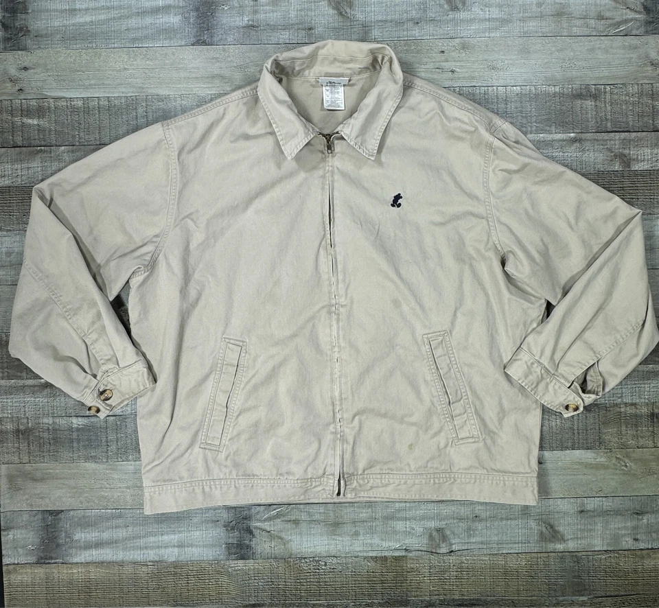 Куртка мужская Disney очень большая желтовато-коричневая хаки для гольфа с воротником Mickey Mouse на молнии - Изображение 1 из 4