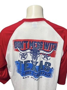 DON’T MESS WITH TEXAS Mens 3/4 Sleeve Shirt Size Adult 2XL Port & Company Tshirt - Picture 1 of 15