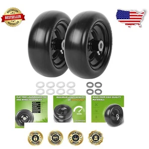 4” Flat-Free Polyurethane Tire and Wheel Assemblies for Lawn Equipment - 2 Pack - Picture 1 of 8