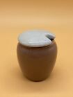 Small Vintage Langley Mills Pottery Brown & White Lidded Jam/Preserve Pot
