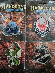 Grim Reaper Skull Biker Patch ~ Lot of 4 ~Embroidered~Iron Sew~FREE SHIPPING  - Picture 1 of 7