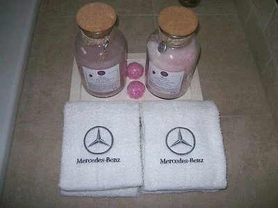 Toallas de Mano Blancas Bordadas o Gimnasio Logo Coche Mercedes -Regalo Día del Padre Foto 1 de 4