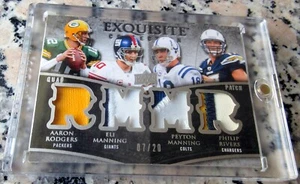 AARON RODGERS PEYTON ELI MANNING Rivers 2009 Exquisite SP Quad Jersey Patch 7/20 - Picture 1 of 3