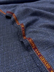 CERRUTI OXYGEN Navy Blue Wool Silk Jacketing Fabric Textured woven ITALY 2.17m - Picture 1 of 14