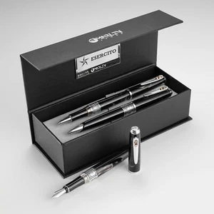 Marlen Esercito Slim Stilografica Füllfederhalter | Special Collection Silver Resin - Bild 1 von 14