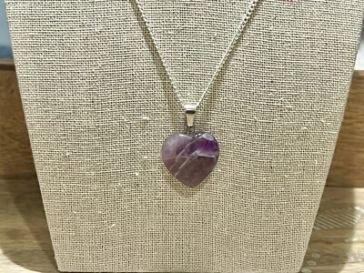 Nuevo Hermoso Collar Colgante Corazón Amatista En Cadena Plata 925 Foto 1 de 4