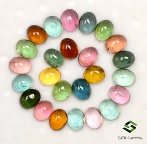 Natural Multi Tourmaline Oval Cabochon 5x4 mm Lot 50 Pcs 20.68 CTS Loose Gems - Picture 1 of 7
