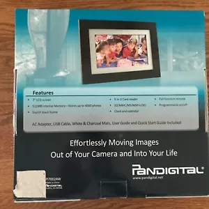 Panimage Pandigital LED Digital Photo Frame 7" Wood Frame-Adapter-Remote-Guide - Picture 1 of 4
