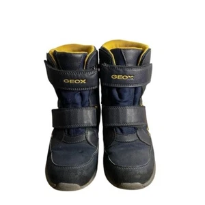 Geox Boy's Kuray ABX Waterproof Snow Boot in Navy/Yellow - Picture 1 of 8