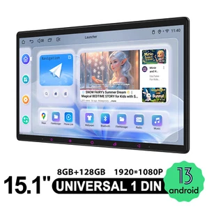 15.1 inch 8+128GB JOYING Single DIN Bluetooth Radio with USB Input for Universal - Picture 1 of 16