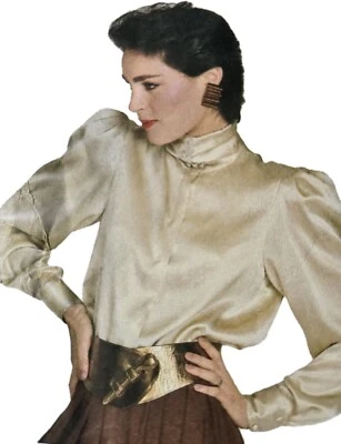 1980s Anna Klein Puff Sleeve High Neck Extended Cuff Vogue 2856 Sewing Pattern - Image 1 of 3