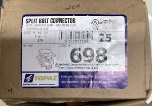 Topaz Split Bolt Connector 698 Box of 25 - Picture 1 of 3