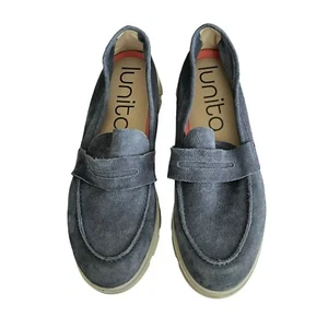 Lunita Vana blaue weiche Wildleder Leder Halbschuhe Schuhe Gr. 40 modern klobig gepolstert - Bild 1 von 10