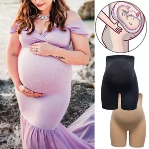 Women's Maternity Abdomen Waist Back Support Pregnancy Support Leggings Shorts - Picture 1 of 16