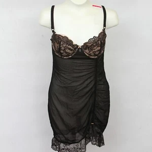 Victoria Secret Black Sexy Lace Lingerie Babydoll Nightgown Negligee Womens 34 B - Picture 1 of 5