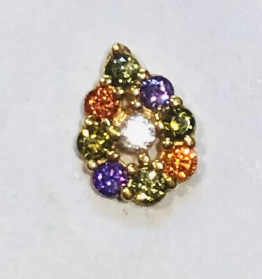 BOHO MULTICRISTALES 22kt oro nariz anillo pasador perno lágrima India calibre 16-EE. UU. #34 Foto 1 de 4