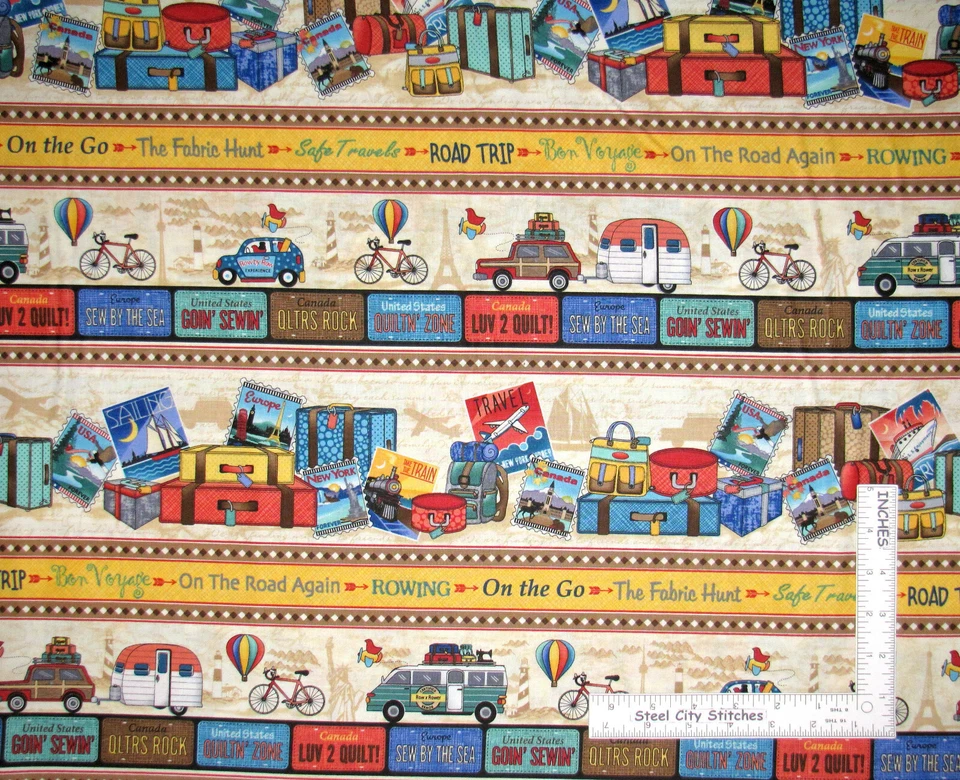 Tecido de algodão listrado tema de costura tesouros atemporais LINHA C5058 por jarda - Imagem 1 de 1