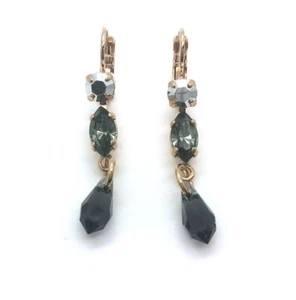 Earrings By Mariana Woman Triple Drop Black Swarovski Crystals - Picture 1 of 6