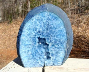 Achat Geode blaue Buchstützen - exzellente Farben und Muster - druzy Zentren - 4 Pfund 12 Unzen - Bild 1 von 8