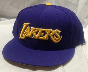 Mitchell & Ness La Lakers Purple Hardwood Classics Vintage Logo Fitted Cap 7 5/8 - Picture 1 of 4