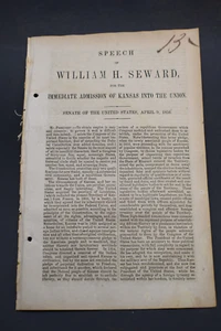 1856 Sofortige Aufnahme von Kansas in die Union, Rede William H. Seward - Bild 1 von 8