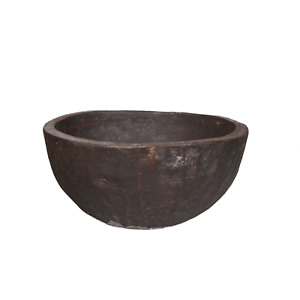 Indian Vintage Hand Carved Primitive Decorative Vessel Wooden Serving Bowl