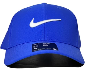 Nike Club Cap BLUE & White Swoosh Unisex Dri-FIT Wicking Sweatband M/L NEW - Picture 1 of 9