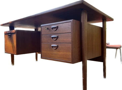 Mid Century Modern Teak Executive  Danish Desk by Kai Kristiansen Cover
