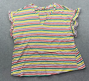 Terra Sky Shirt Womens 0X 14W Colorful Striped Short Sleeve V Neck Ruffle Sleeve - Picture 1 of 8