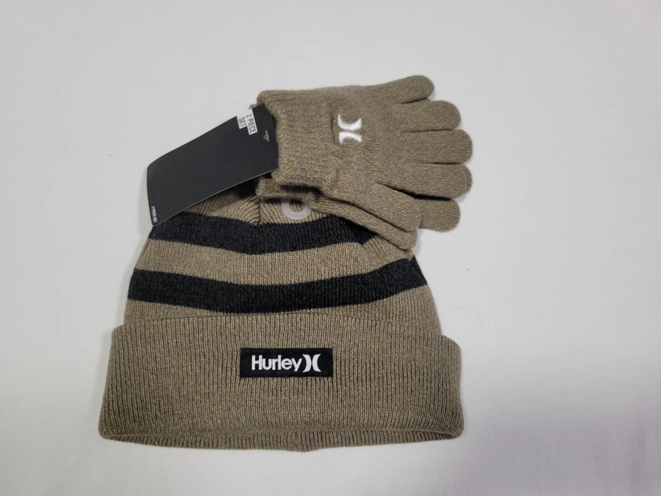 Hurley Niños Jóvenes 8/20 2 Piezas Plegable Invierno Gorro Sombrero Guantes Conjunto Marrón Foto 1 de 4