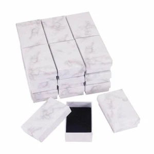 24 Stück Rechteck Kraft Schmuckschatullen Marmor Weiß 8,1x5,1x2,7 cm Geschenkverpackung - Bild 1 von 5
