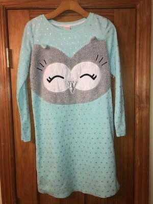 Vestido de noche Cat And Jack niñas búho XL 14/16 verde azulado plateado suave difuso manga larga Foto 1 de 4