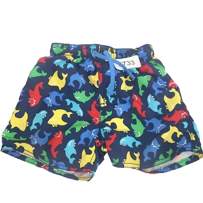 Bañador corto H&M con estampado de tiburón Ocean Life para niños pequeños 6-12 meses, azul, forrado Foto 1 de 3