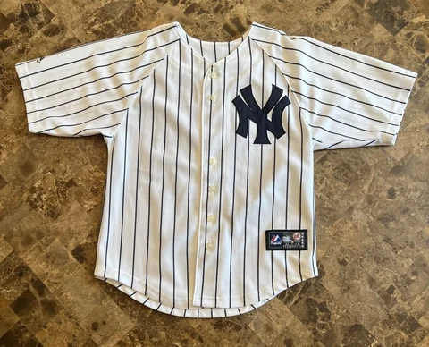 New York Yankees Mark Teixeira jersey youth size 10/12 majestic pinstipe Cover