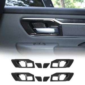 Manija de puerta interior de fibra de carbono tazón decoración cubierta embellecedor para Dodge Ram 1500 2018+ - Imagen 1 de 7