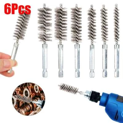 Cepillo de alambre de acero inoxidable 6 piezas vástago de 1/4" para limpieza de taladro eléctrico Foto 1 de 4
