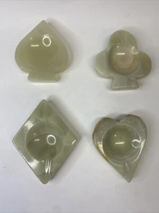 (4) De colección Traje de Cartas Ceniceros de Mármol Club Diamante Corazón Pala Poker - Imagen 1 de 9