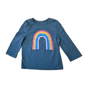 Cat Jack Blue-Green Long Sleeve Rainbow Graphic Casual Toddler T-Shirt 12M - Picture 1 of 6