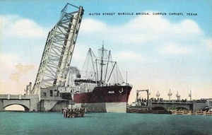 Postcard Water Street Bascule Bridge Corpus Christi Texas TX - Picture 1 of 2