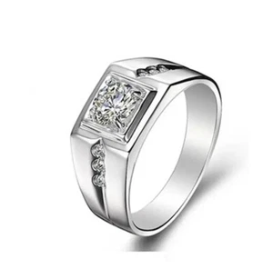 MENS STYLISH FASHION SILVER RINGS ZIRCON WEDDING RINGS SPECIAL OCCATION - Picture 1 of 1