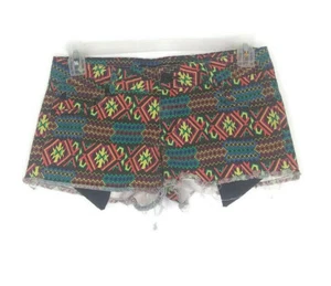 Celebrity Pink Boho Aztec Print Cutoff Denim Short Women's JR Size 7 - Picture 1 of 4