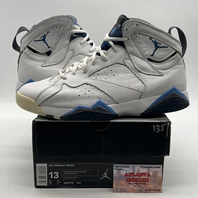Talla 13 - Air Jordan 7 Retro 2002 Francés Azul Blanco Cuero (304775-141) Foto 1 de 4