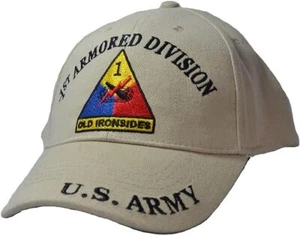US Army 1st Armored Division Tan Military Baseball Cap Hat Official Licensed - Picture 1 of 1